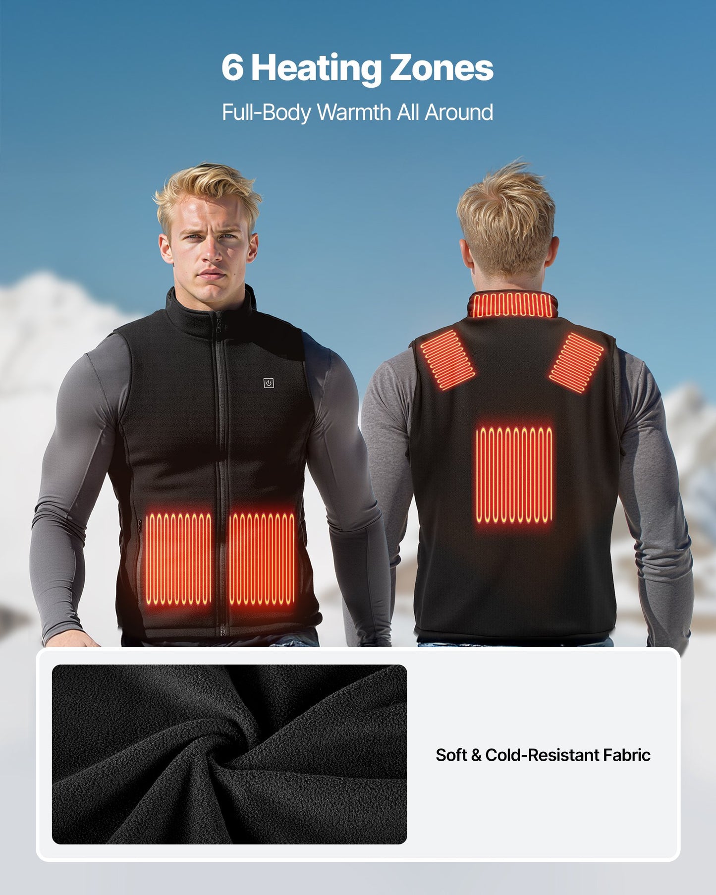 Heated Vest, Men Electric Heating Vest With 16000 MAh Battery Pack, 6 Heating Zones Lightweight Rechargeable Winter-Vest With 3 Levels, For Outdoor Hiking Camping Fishing Skiing, Size L